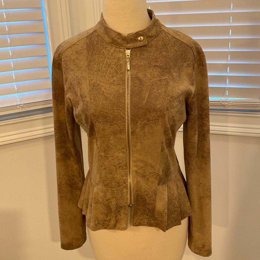 Tan faux leather jacket, size S, made in Italy